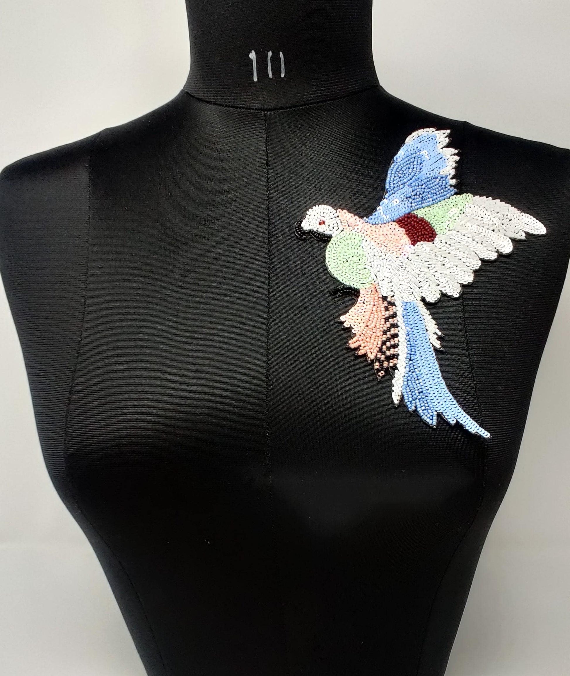 Handmade Indian Beaded Shoulder Applique Patch - Sewing Embellishment for Dresses, Cushions, Crafting, and Bags, 1 Piece
