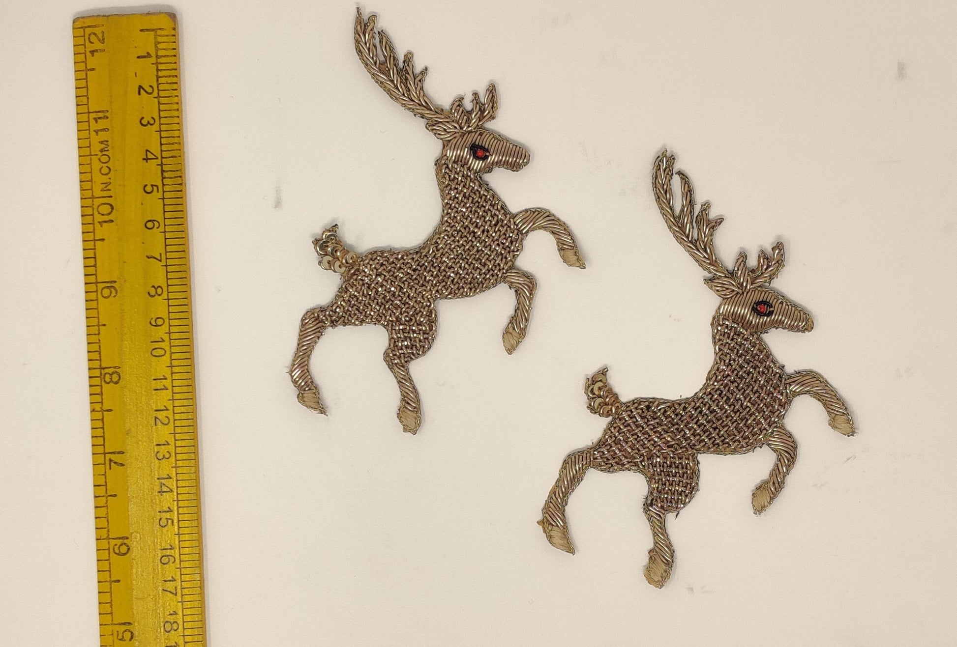 Handmade Indian Beaded Antique Gold Shoulder Applique Patch - Sewing Embellishment for Dresses, Cushions, Crafting, and Bags, 1 Piece