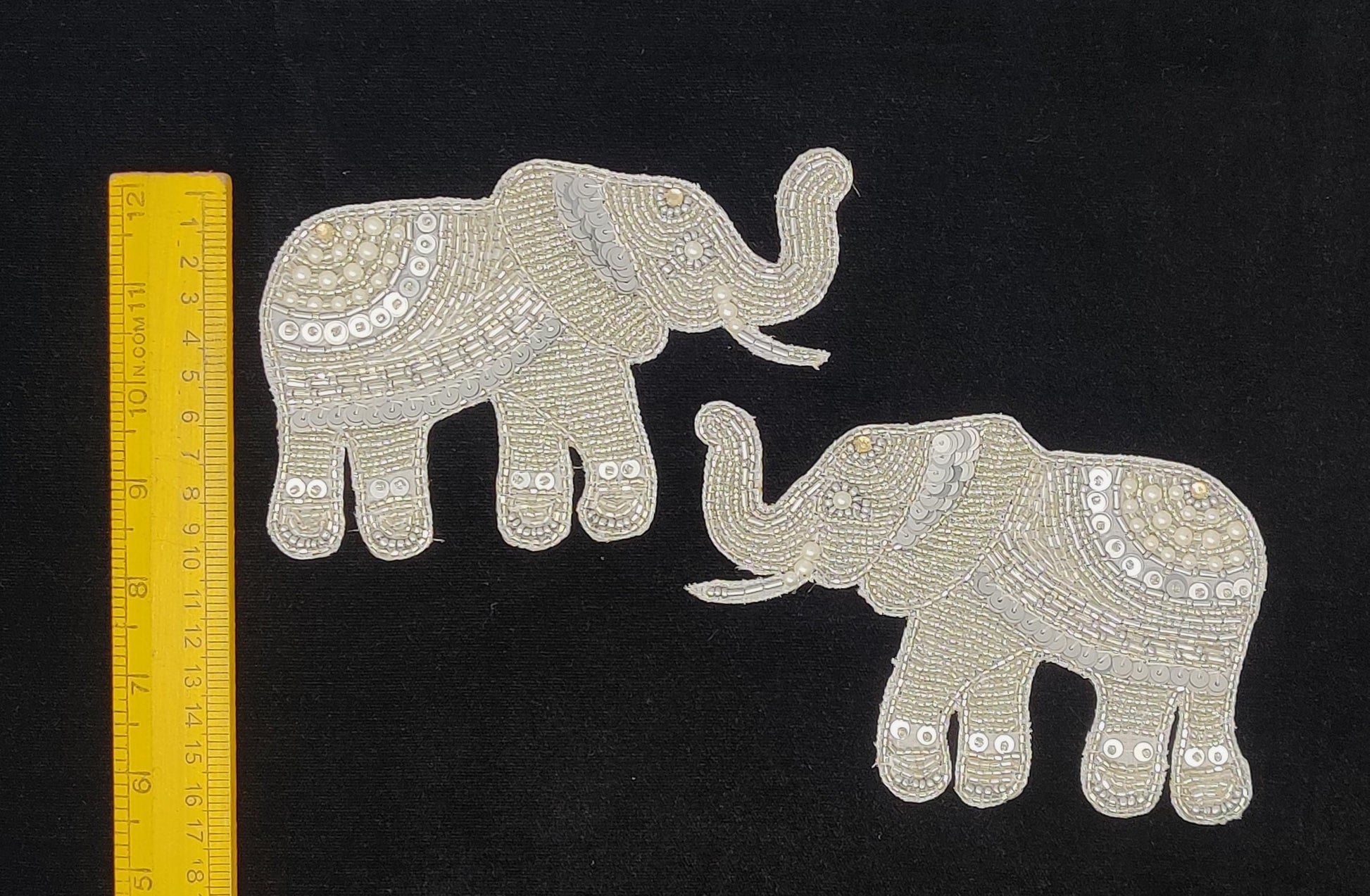 Handmade Indian Beaded Silver Shoulder Applique Patch - Sewing Embellishment for Dresses, Cushions, Crafting, and Bags, 1 Piece