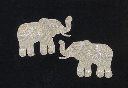 Handmade Indian Beaded Silver Shoulder Applique Patch - Sewing Embellishment for Dresses, Cushions, Crafting, and Bags, 1 Piece