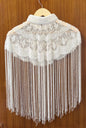 White Sequin Lace Bridal Shrug Bolero Glass Beaded Shoulder Wrap Shawl for Weddings and Evening Wear for Brides