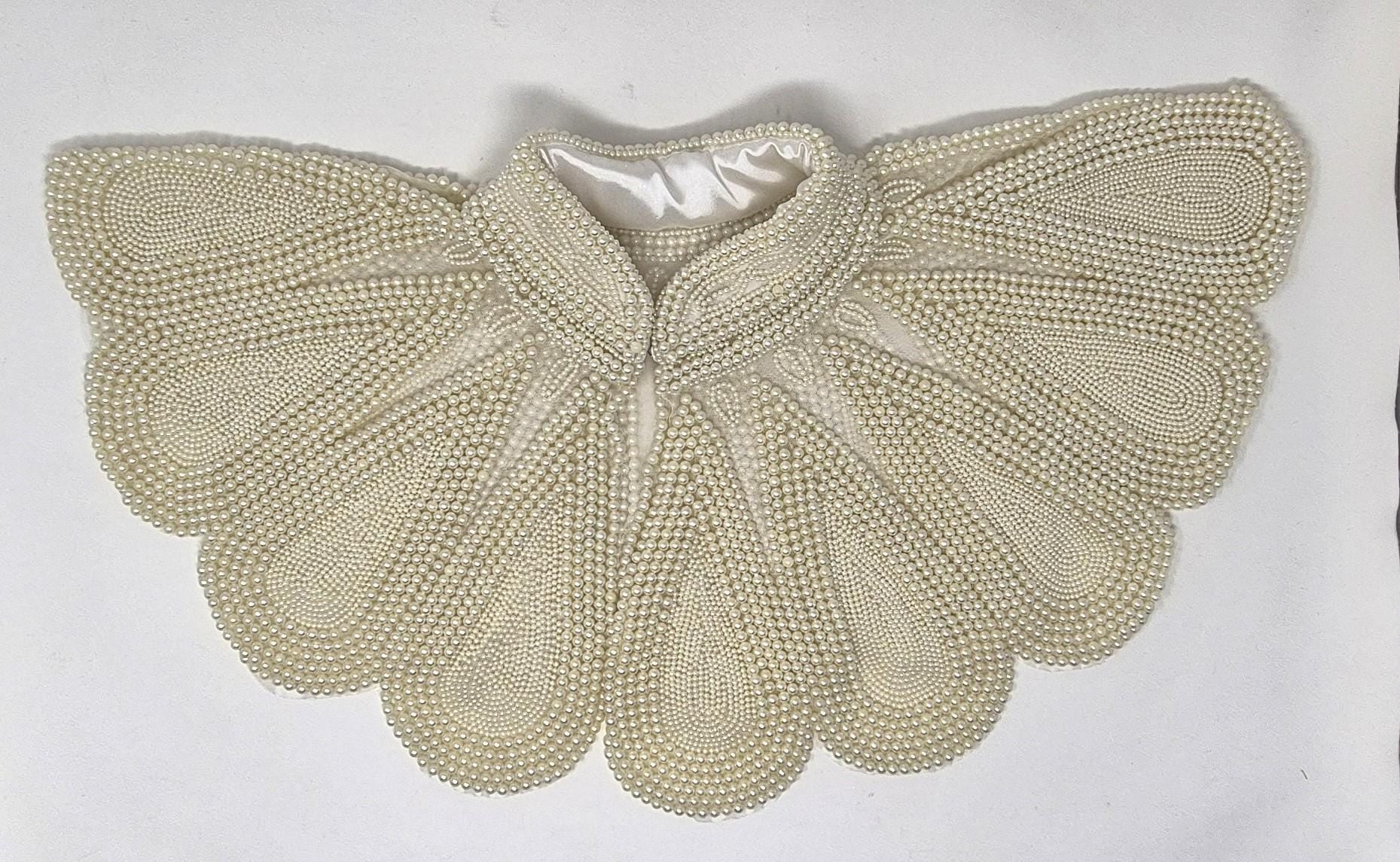 White beaded Bridal Shrug Bolero Beaded Shoulder Wrap Shawl for Weddings and Evening Wear for Brides