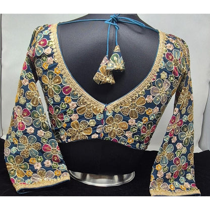 Indian designer Dark Green color Sequin Embroidered stitched blouse, Readymade Indian Bridal Saree Blouse, latest design blouse for women