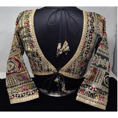 Indian designer Multi color Sequin Embroidered stitched blouse, Readymade Indian Bridal Saree Blouse, latest design blouse for women