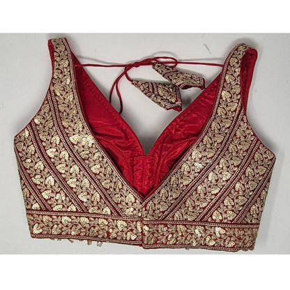 Indian designer Red color Sequin zari Embroidered stitched blouse, Readymade Indian Bridal Saree Blouse, latest design blouse for women
