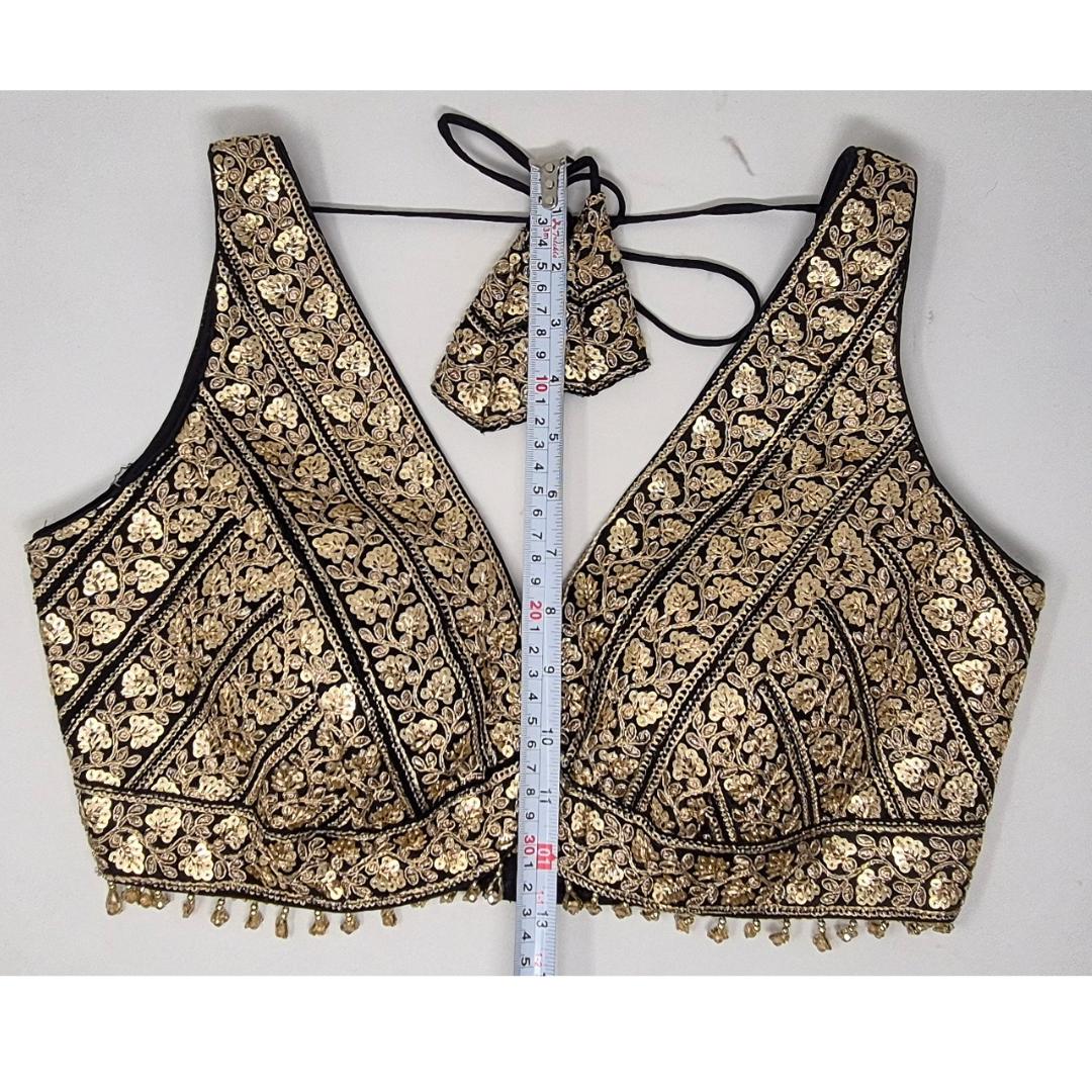 Indian designer Black color Sequin zari Embroidered stitched blouse, Readymade Indian Bridal Saree Blouse, latest design blouse for women