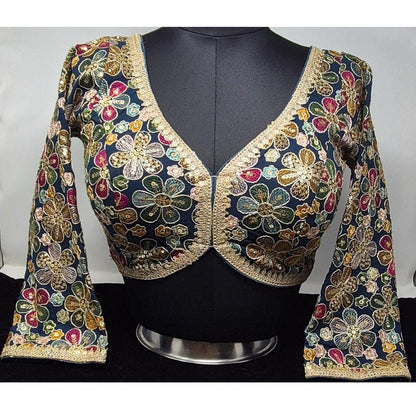 Indian designer Dark Green color Sequin Embroidered stitched blouse, Readymade Indian Bridal Saree Blouse, latest design blouse for women