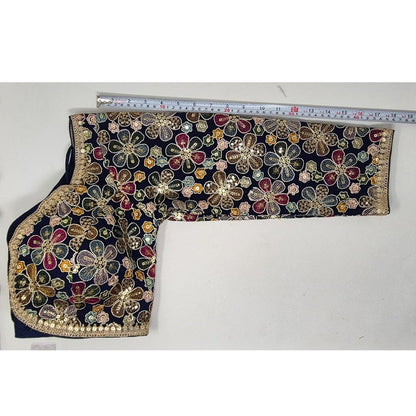 Indian designer Blue color Sequin Embroidered stitched blouse, Readymade Indian Bridal Saree Blouse, latest design blouse for women