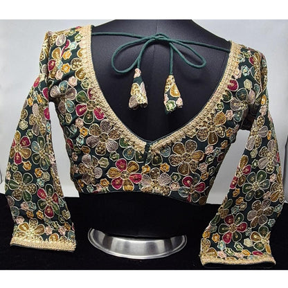 Indian designer Blue color Sequin Embroidered stitched blouse, Readymade Indian Bridal Saree Blouse, latest design blouse for women