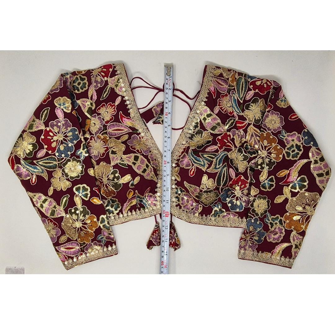 Indian designer Maroon color Sequin Embroidered stitched blouse, Readymade Indian Bridal Saree Blouse, latest design blouse for women