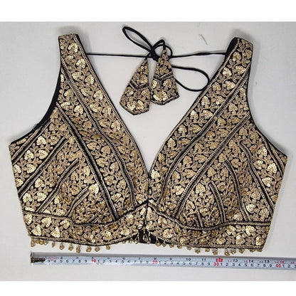 Indian designer Black color Sequin zari Embroidered stitched blouse, Readymade Indian Bridal Saree Blouse, latest design blouse for women
