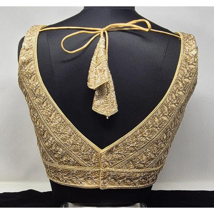 Indian designer Lt Golden color Sequin zari Embroidered stitched blouse Readymade Indian Bridal Saree Blouse, latest design blouse for women