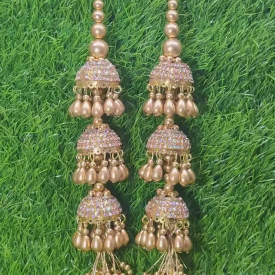 Gold Glass beaded Blouse Lahenga Latkan Tassels, home décor, hanging for Handbags, Indian Sewing Latkan for Saree, Dupatta