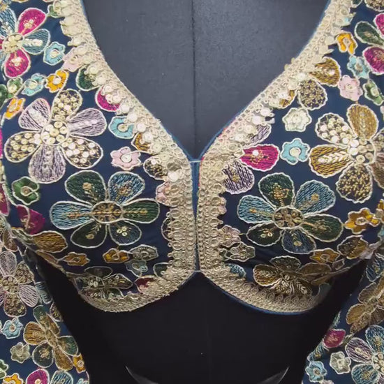 Indian designer Dark Green color Sequin Embroidered stitched blouse, Readymade Indian Bridal Saree Blouse, latest design blouse for women