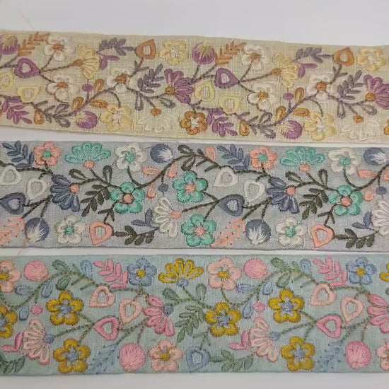 3 yard 5.0 cm wide Indian Saree Border Boho Lace Embroidery Ribbon Cushion Table runner curtains wedding Sewing Crafting Trim Headbands