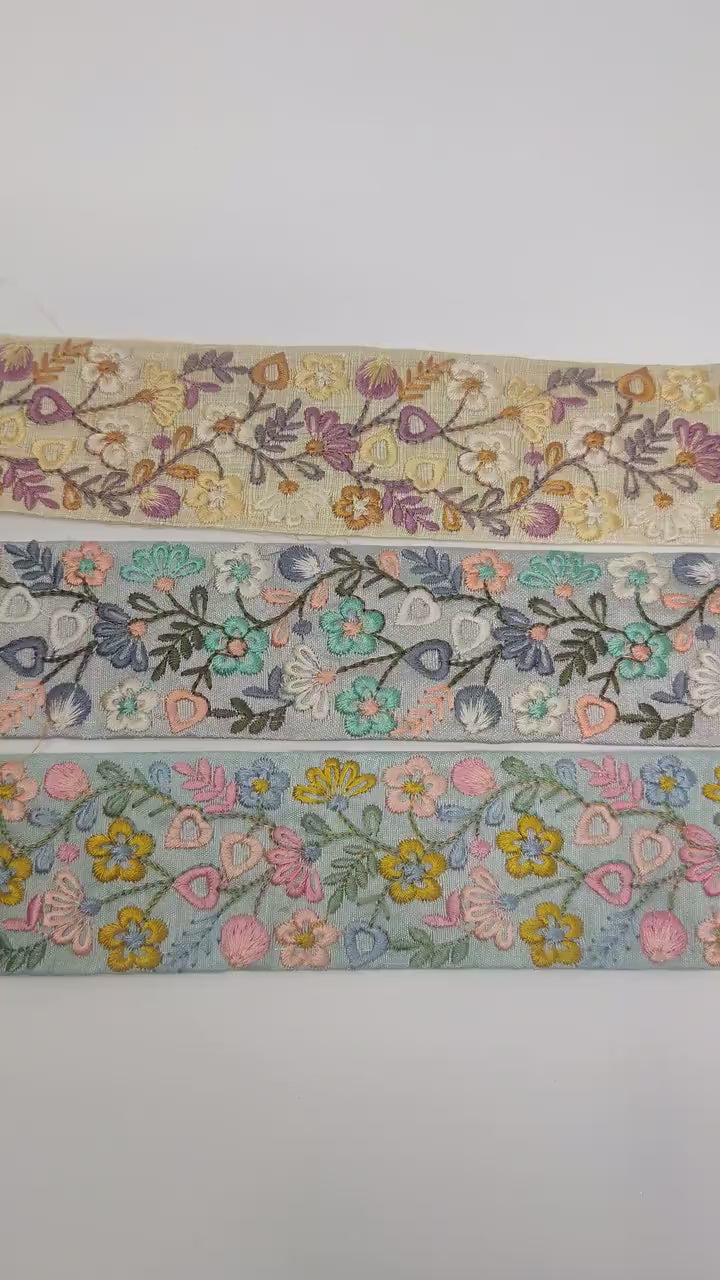 3 yard 5.0 cm wide Indian Saree Border Boho Lace Embroidery Ribbon Cushion Table runner curtains wedding Sewing Crafting Trim Headbands