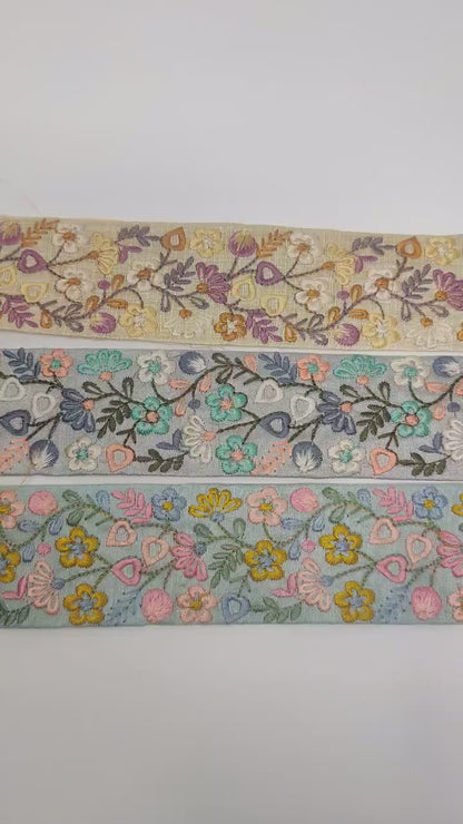 3 yard 5.0 cm wide Indian Saree Border Boho Lace Embroidery Ribbon Cushion Table runner curtains wedding Sewing Crafting Trim Headbands