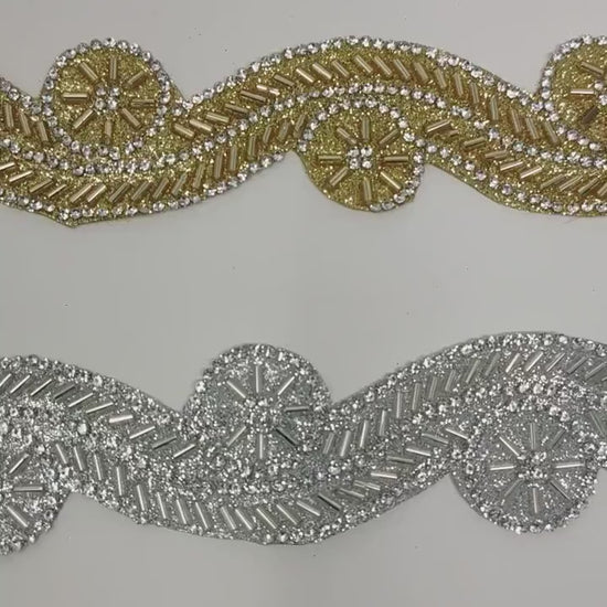 3 Yard 3.0 cm wide Decorative Glass & Beaded cut work Bridal Dress Belt Wedding ribbon  Indian Laces Costume Crafting Sewing home décor