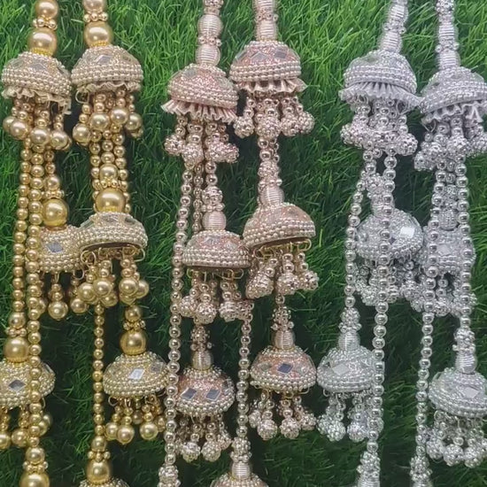 Gold/ Rose Gold/ Silver beaded Lahenga Latkan Tassels, home décor, hanging for Handbags, Indian Sewing Latkan for Saree, Dupatta