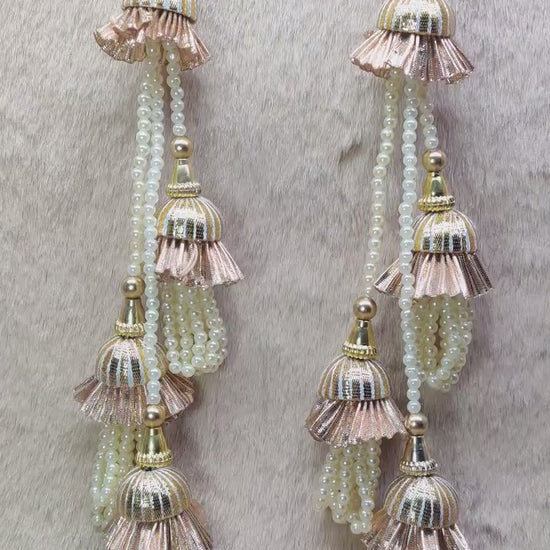 Indian Handmade Beaded Lahenga Latkan Tassels for Saree HandBags Hangings Dupatta Bridal Wedding dress for Women pair of 2 pcs
