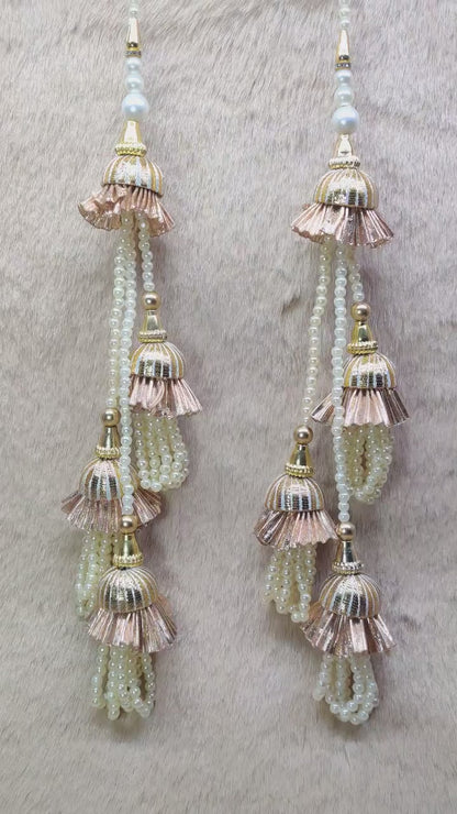Indian Handmade Beaded Lahenga Latkan Tassels for Saree HandBags Hangings Dupatta Bridal Wedding dress for Women pair of 2 pcs