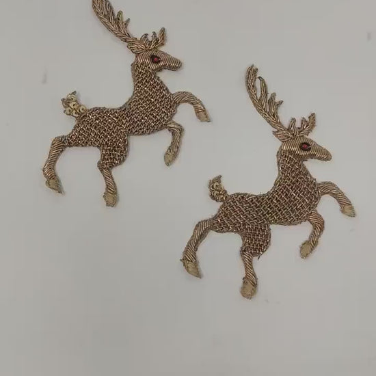Handmade Indian Beaded Antique Gold Shoulder Applique Patch - Sewing Embellishment for Dresses, Cushions, Crafting, and Bags, 1 Piece