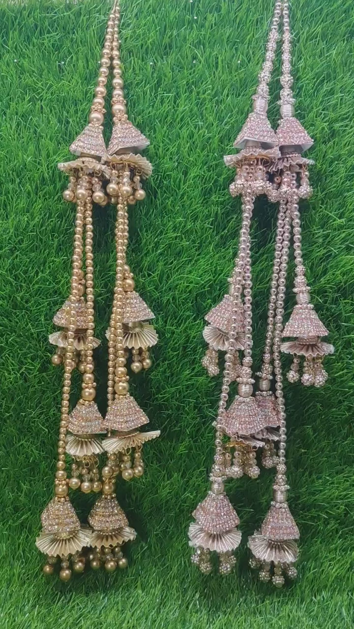 Gold/ Rose Gold beaded Lahenga Latkan Tassels, home décor, hanging for Handbags, Indian Sewing Latkan for Saree, Dupatta