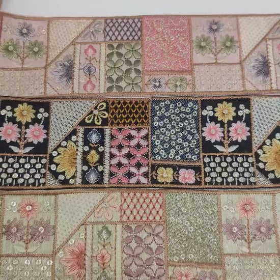 3 yard 6.0 cm wide Indian Saree Border Boho Lace Embroidery Ribbon Cushion Table runner curtains wedding Sewing Crafting Trim Headbands