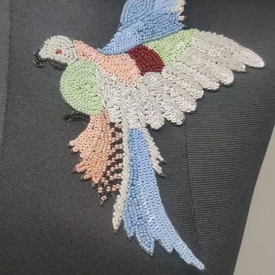 Handmade Indian Beaded Shoulder Applique Patch - Sewing Embellishment for Dresses, Cushions, Crafting, and Bags, 1 Piece