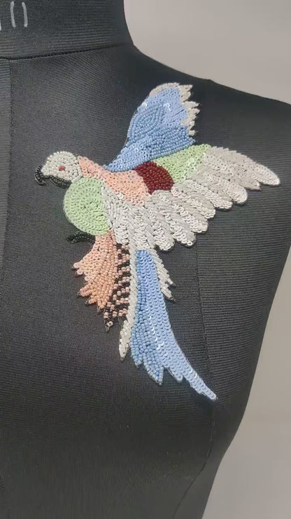 Handmade Indian Beaded Shoulder Applique Patch - Sewing Embellishment for Dresses, Cushions, Crafting, and Bags, 1 Piece