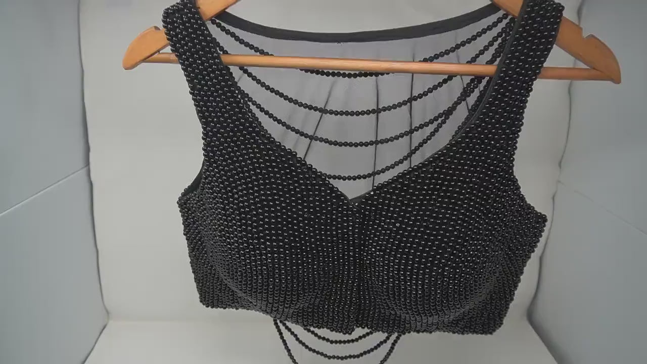 Designer Blouse, Black color, Heavy Beaded, Ready to wear, Best seller, Indian Bridal Saree Blouse, Christmas, latest design for women