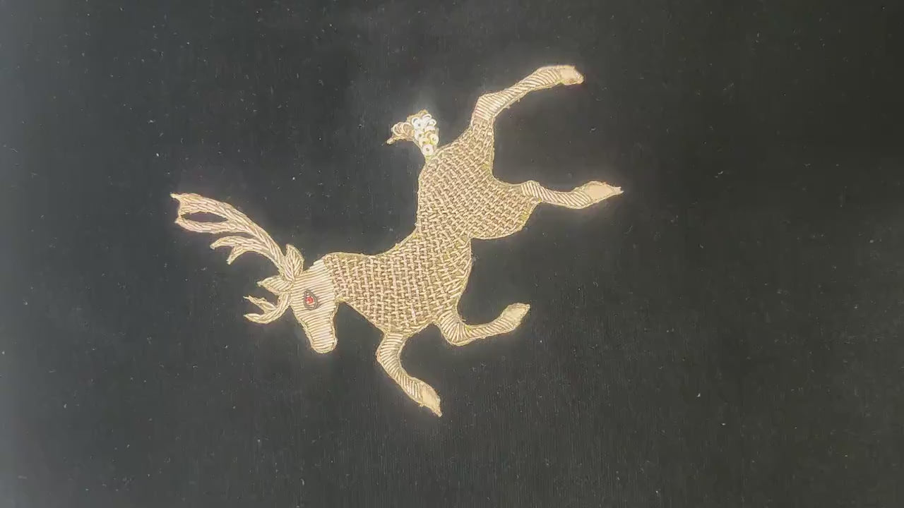 Handmade Indian Beaded Shoulder Applique Patch - Sewing Embellishment for Dresses, Cushions, Crafting, and Bags, 1 Piece