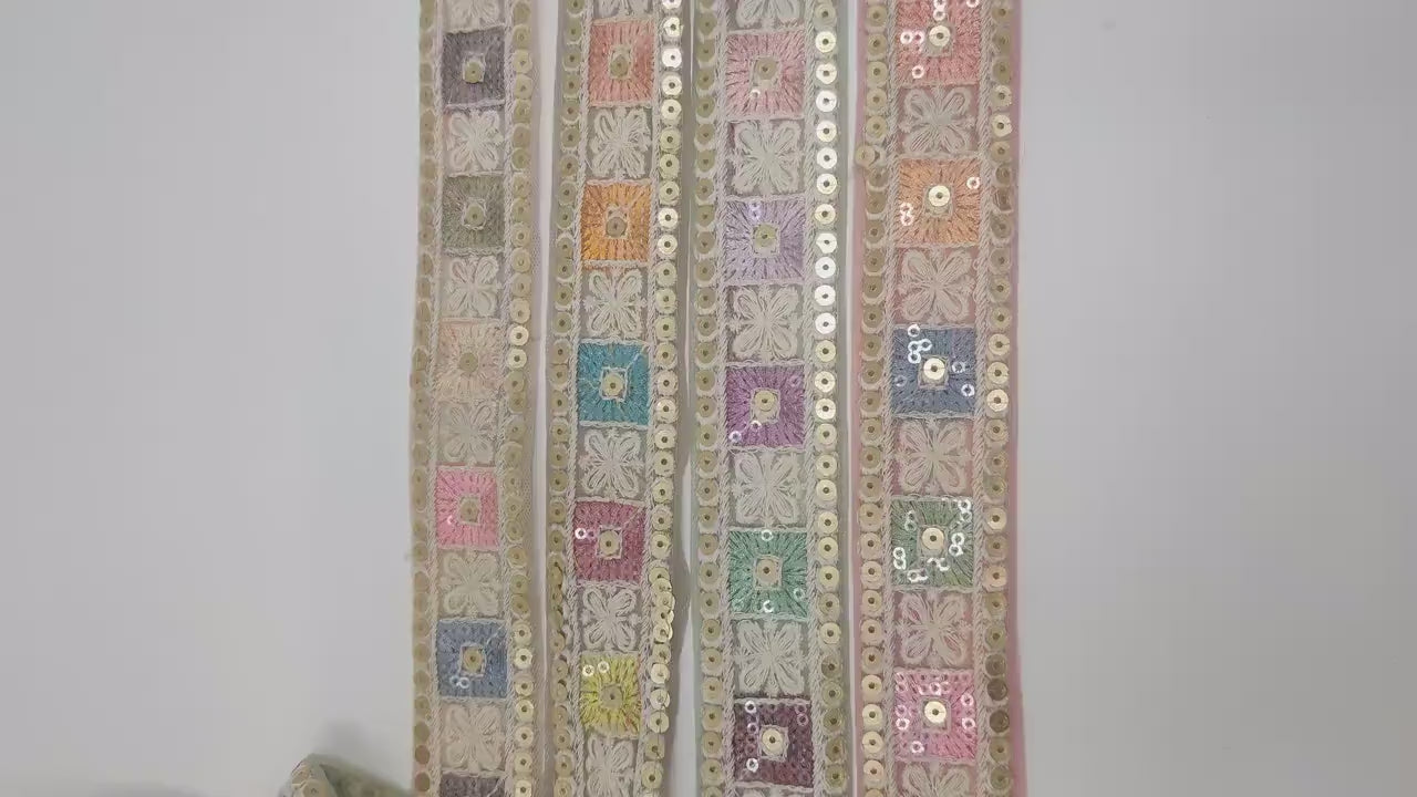 3 yard 3.5 cm wide Indian Saree Border Boho Lace Embroidery Ribbon Cushion Table runner curtains wedding Sewing Crafting Trim Headbands