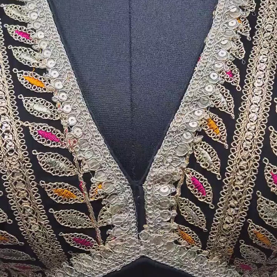 Indian designer Black color Sequin Embroidered stitched blouse, Readymade Indian Bridal Saree Blouse, latest design blouse for women