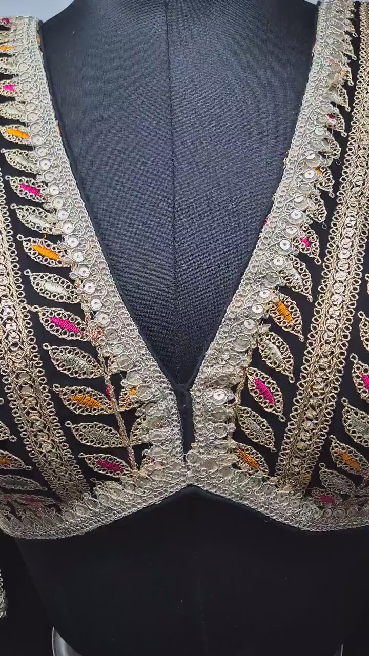Indian designer Black color Sequin Embroidered stitched blouse, Readymade Indian Bridal Saree Blouse, latest design blouse for women