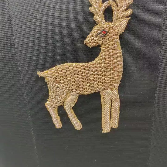 Handmade Indian Beaded Reindeer Shoulder Applique Patch - Sewing Embellishment for Dresses, Cushions, Crafting, and Bags, 1 Pair