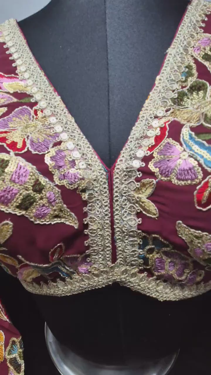Indian designer Maroon color Sequin Embroidered stitched blouse, Readymade Indian Bridal Saree Blouse, latest design blouse for women
