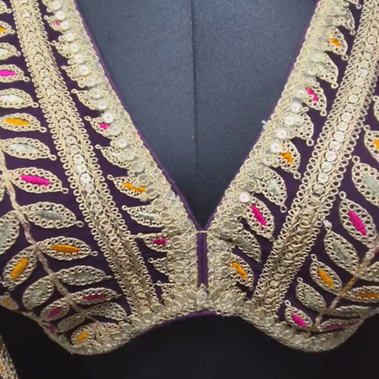 Indian designer Purple color Sequin Embroidered stitched blouse, Readymade Indian Bridal Saree Blouse, latest design blouse for women