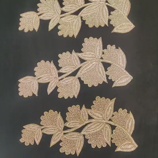 Handmade Indian Beaded Shoulder Applique Patch - Sewing Embellishment for Dresses, Cushions, Crafting, and Bags, 1 Piece