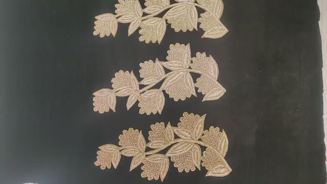 Handmade Indian Beaded Shoulder Applique Patch - Sewing Embellishment for Dresses, Cushions, Crafting, and Bags, 1 Piece