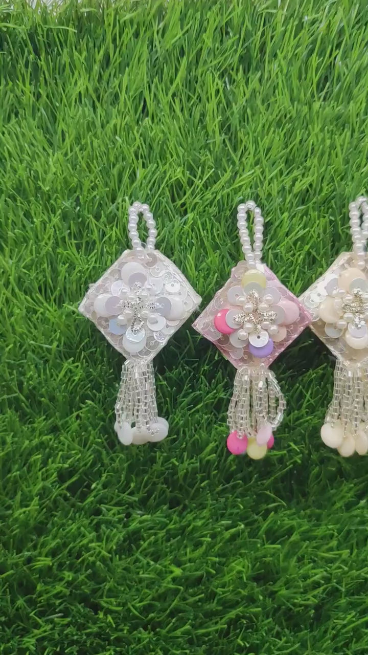 08 cm 2 pc pearl crystal beaded Tassels, home décor, lamp shades tassels, Hanging for Handbags, Indian Saree, Dupatta, Lehenga Blouse latkan