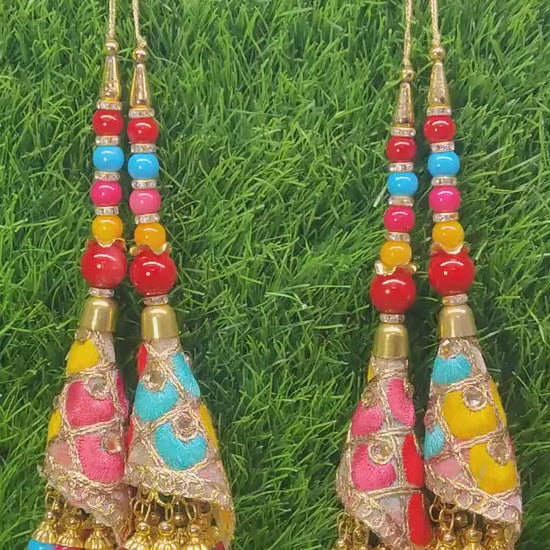 Multi Colored Beaded Blouse Lahenga Latkan Tassels, home décor, hanging for Handbags, Indian Sewing Latkan for Saree, Dupatta