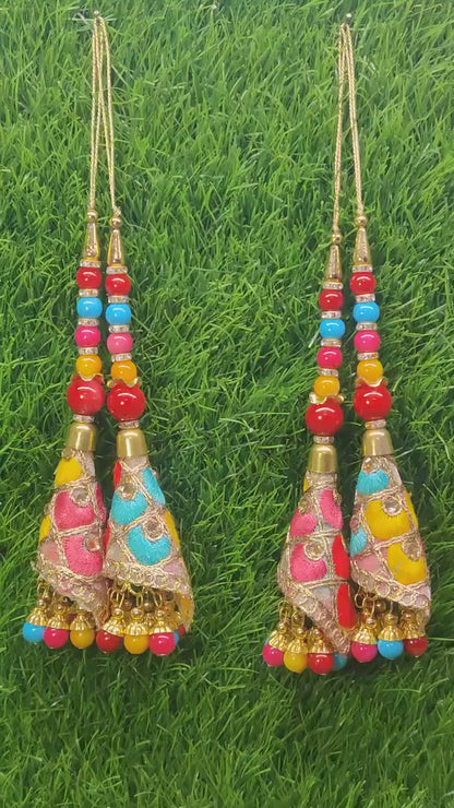 Multi Colored Beaded Blouse Lahenga Latkan Tassels, home décor, hanging for Handbags, Indian Sewing Latkan for Saree, Dupatta