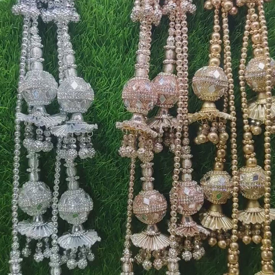 Silver/ Rose Gold/ Gold beaded Lahenga Latkan Tassels, home décor, hanging for Handbags, Indian Sewing Latkan for Saree, Dupatta