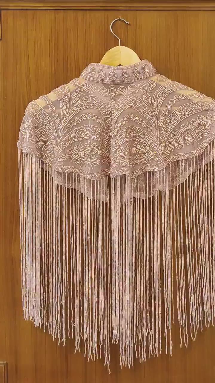 Rose Gold Sequin Lace Bridal Shrug Bolero Glass Beaded Shoulder Wrap Shawl for Weddings and Evening Wear for Brides