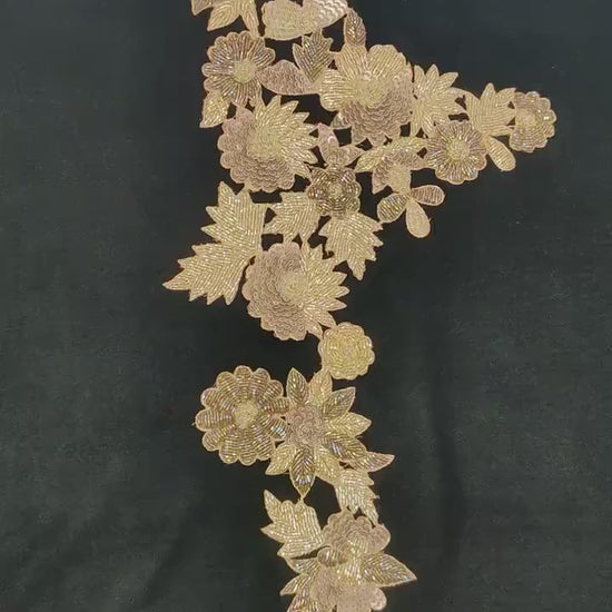 Handmade Indian Beaded Shoulder Applique Patch - Sewing Embellishment for Dresses, Cushions, Crafting, and Bags, 1 Piece