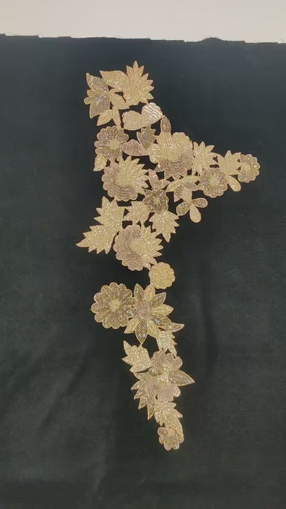 Handmade Indian Beaded Shoulder Applique Patch - Sewing Embellishment for Dresses, Cushions, Crafting, and Bags, 1 Piece